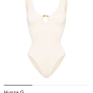 Hunza G Ivory One-Piece Celine Crinkle